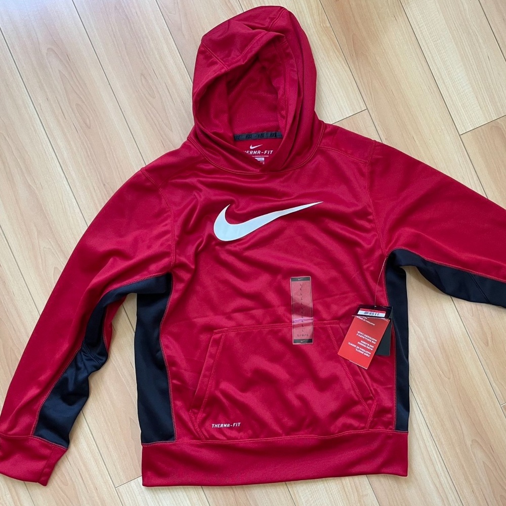 Nike Hoodie Pullover Boys L Red Therma-Fit